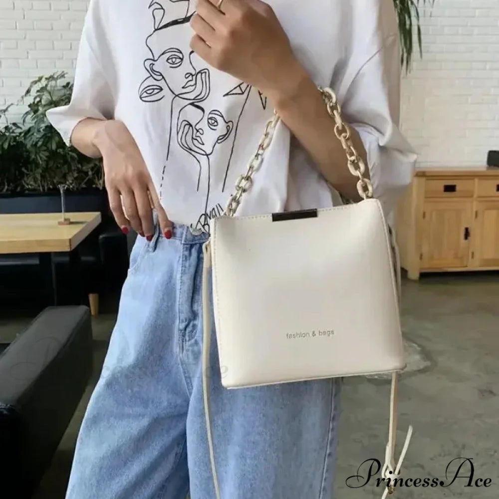 Elderly Leather Chain Pail Shoulder Crossbody crossbody-250126