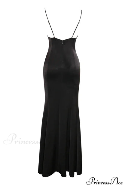 Eleanor Black & Charming White Bow Satin Gown