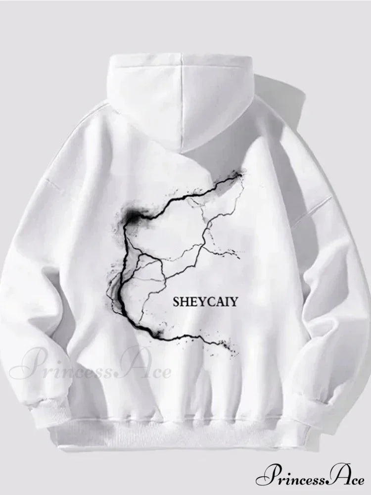 Electric Graphic Rap Fleece Hoodie WHITE / M(40-50KG) hoodies-241228