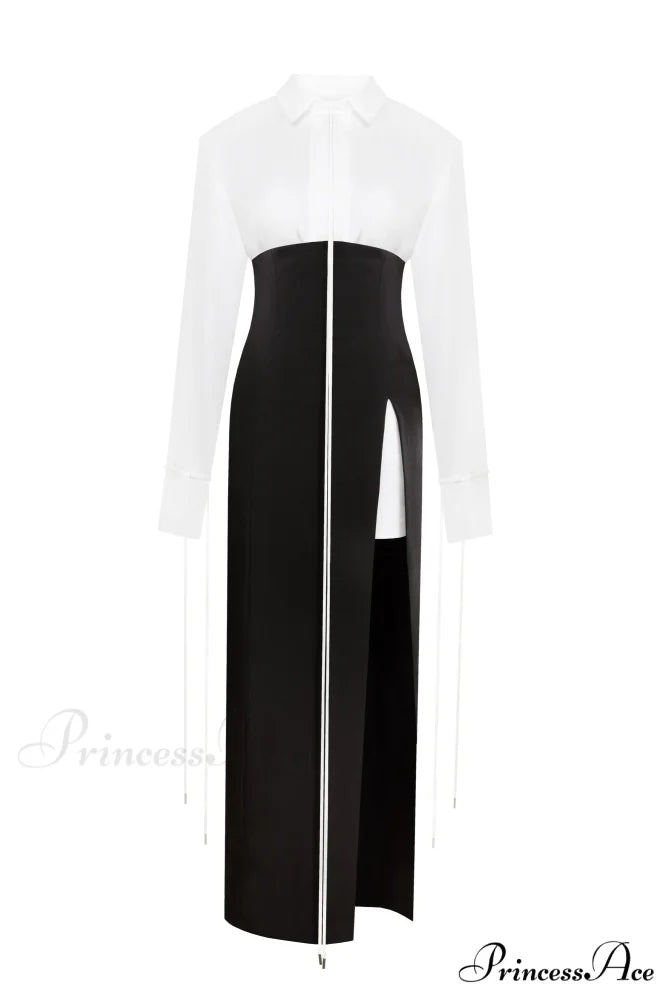 Elegant 3-Piece Set With White Silk Blouse White Sophisticated Mini Skirt And Black Crepe Maxi Skirt Xo Xo XS / Black