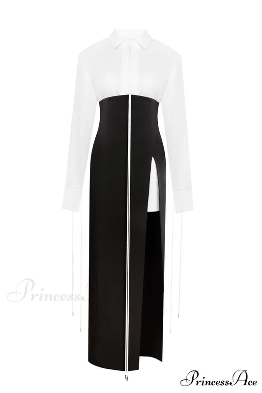 Elegant 3-Piece Set With White Silk Blouse White Sophisticated Mini Skirt And Black Crepe Maxi Skirt Xo Xo XS / Black