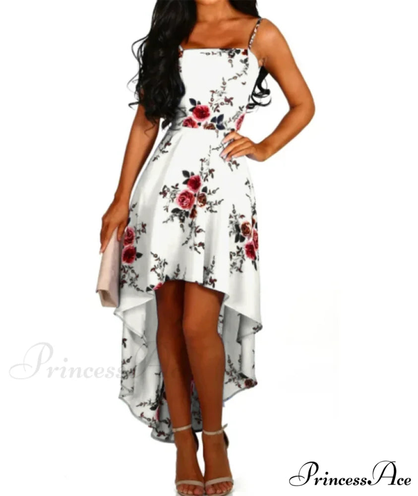 Elegant Backless Floral Cami Dress M / YELLOW
