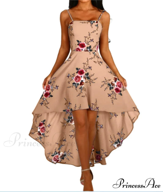 Elegant Backless Floral Cami Dress S / YELLOW