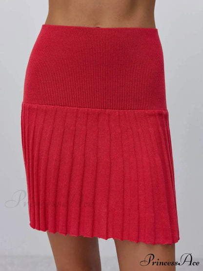Elegant Backless Sexy Cut Out Long Sleeve Casual Christmas Sweater Red-Skirts / S