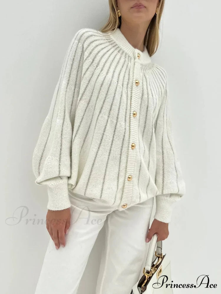 Elegant Batwing Graceful Sleeve Knit Dress White / S