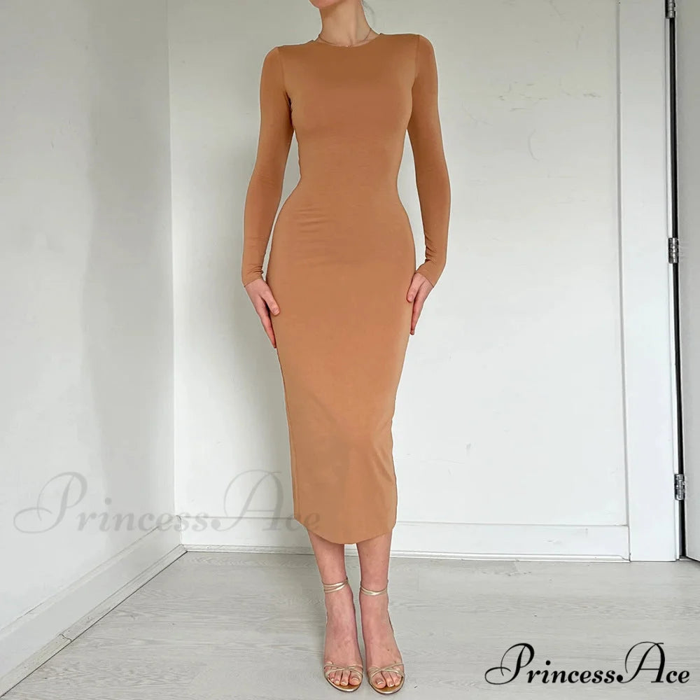 Elegant Black Bodycon Dress with Full-Length Sleeves S / Black