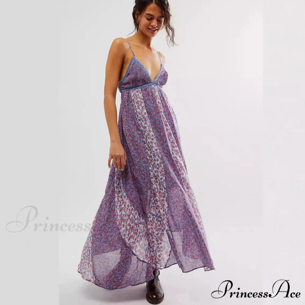 Elegant Chiffon Floral Bohemian Dress bohodress-250126