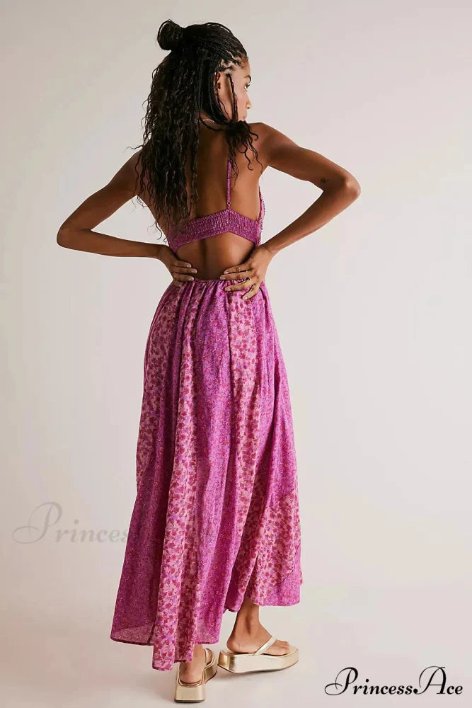 Elegant Chiffon Floral Bohemian Dress bohodress-250126