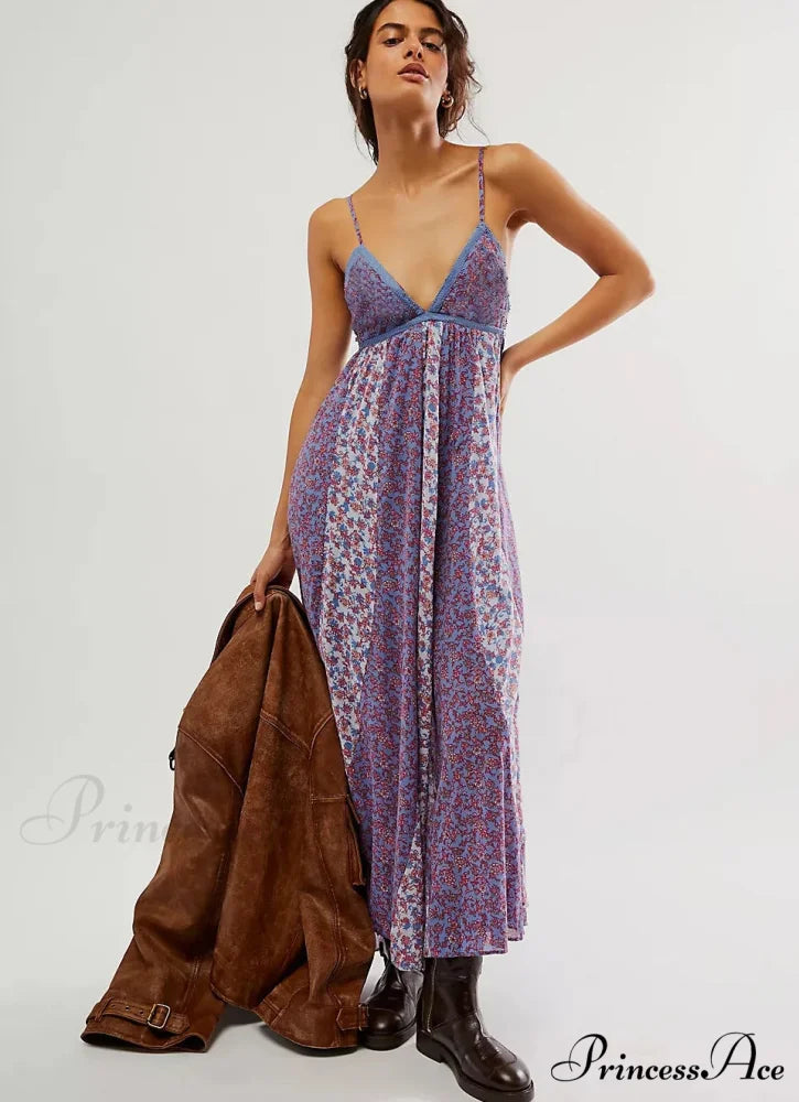Elegant Chiffon Floral Bohemian Dress bohodress-250126