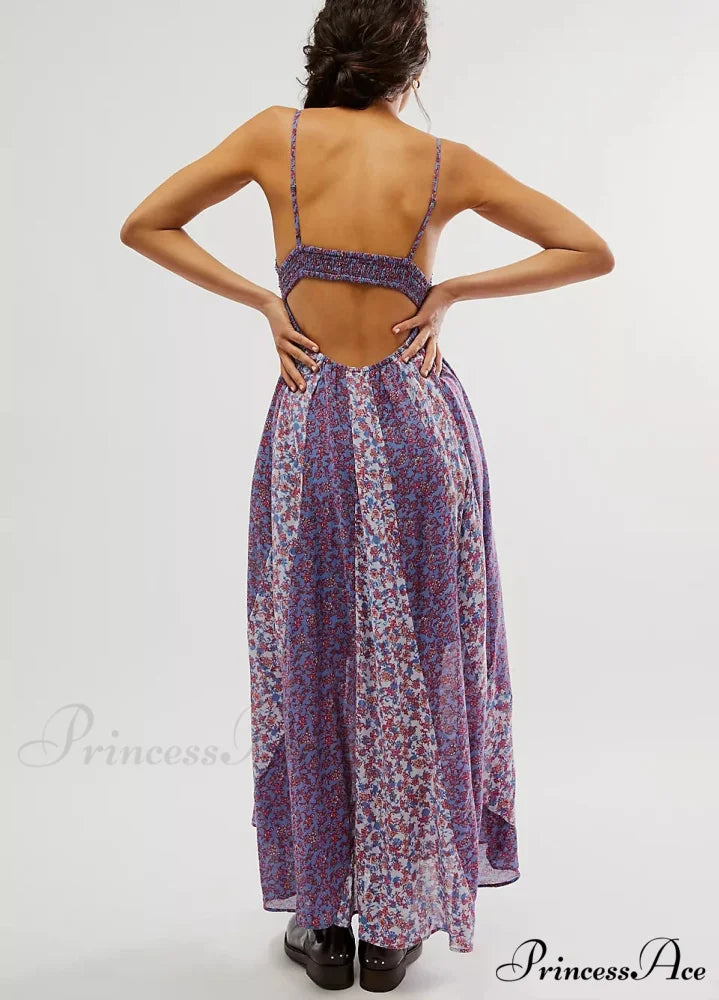Elegant Chiffon Floral Bohemian Dress bohodress-250126