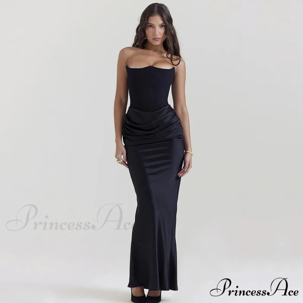 Elegant Corset Strap Neck Backless Maxi Red Christmas Party Dress