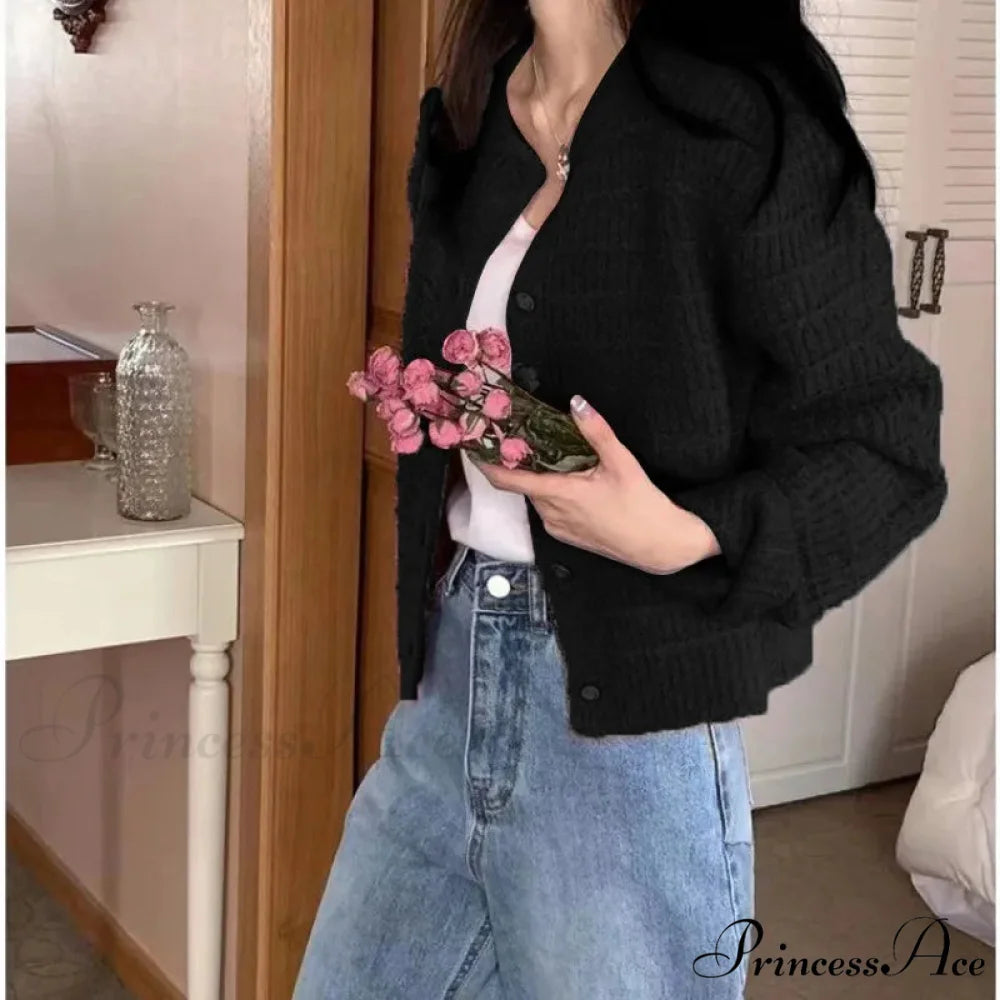 Elegant Cozy Tweed Knitted Loose Casual Solid Color Comfortable All-Match Sweater