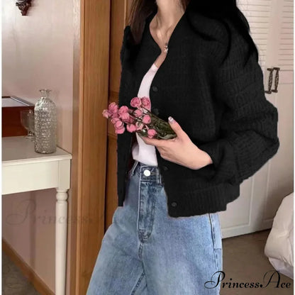 Elegant Cozy Tweed Knitted Loose Casual Solid Color Comfortable All-Match Sweater