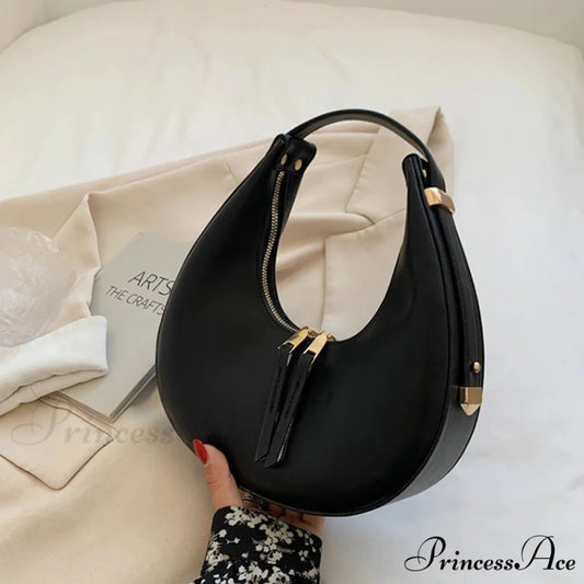 Elegant Crescent Faux Leather Crossbody Purse handbag-250126