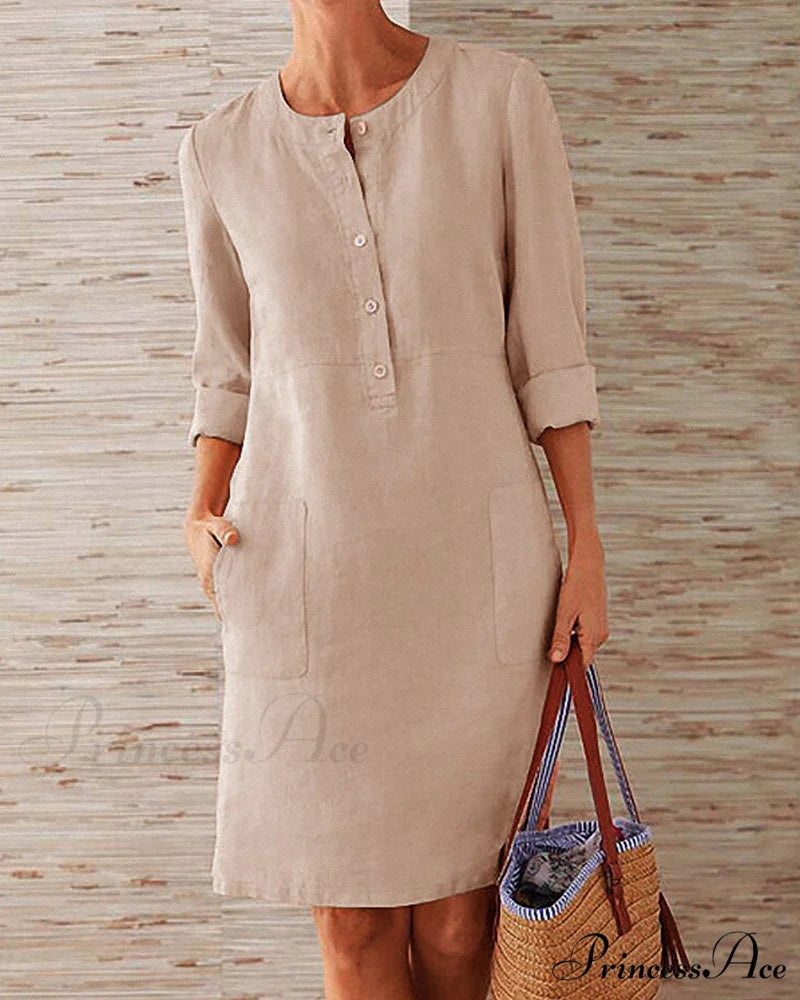 Elegant dress Khaki / M