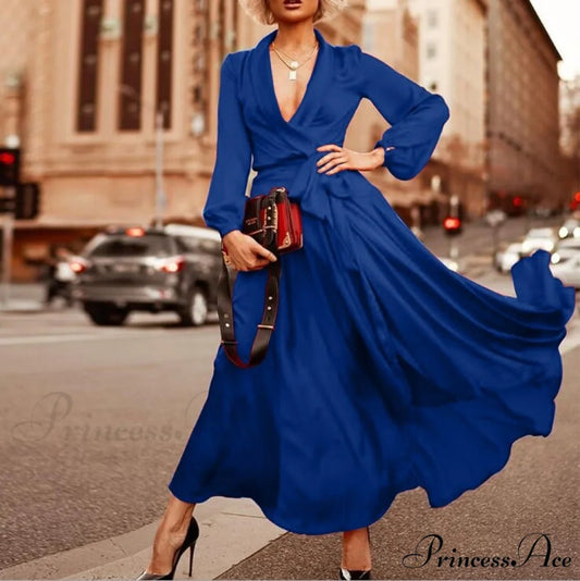 Elegant Evening Party Dress Royal Blue / S