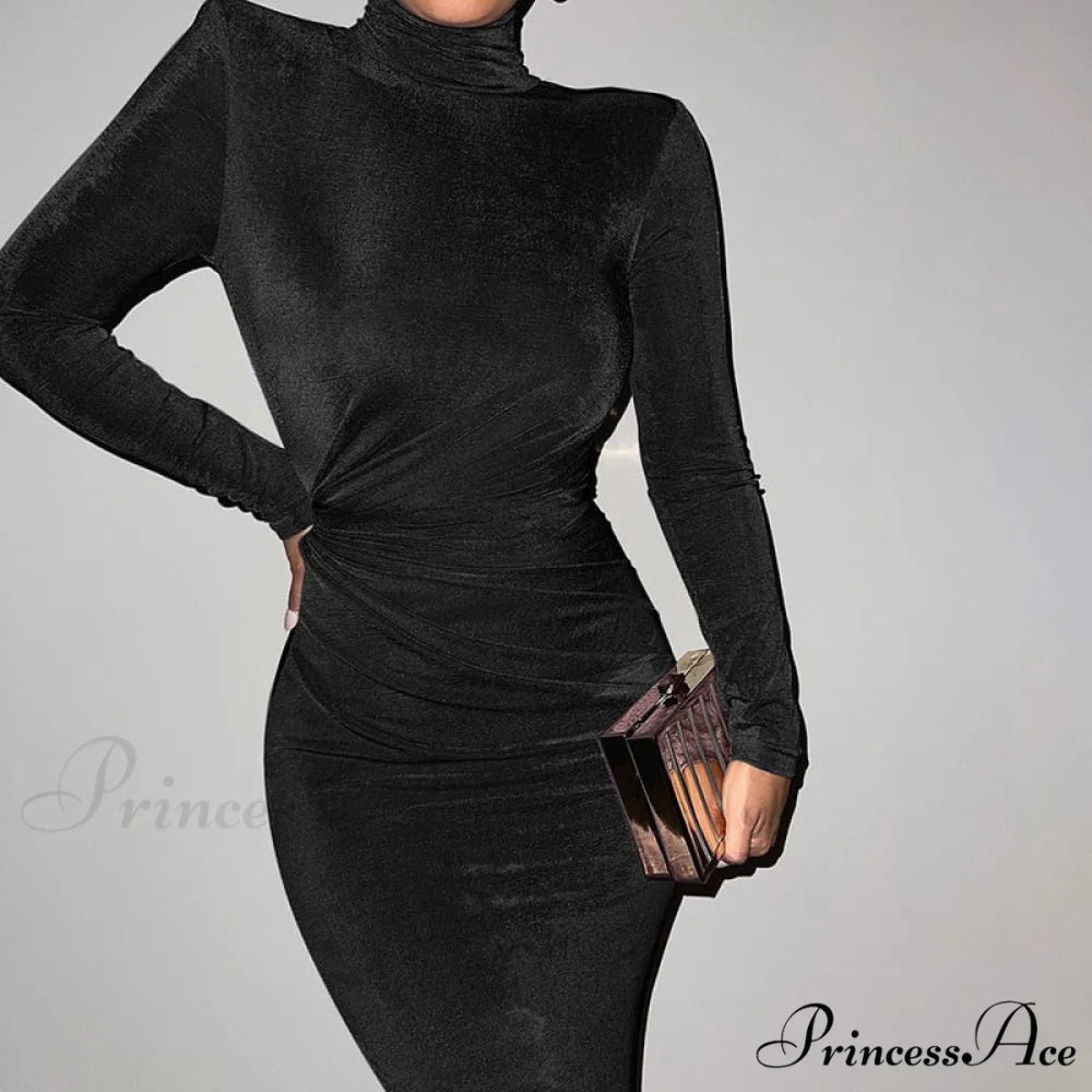 Elegant Fashion Sexy Bodycon Dresses black dress / S