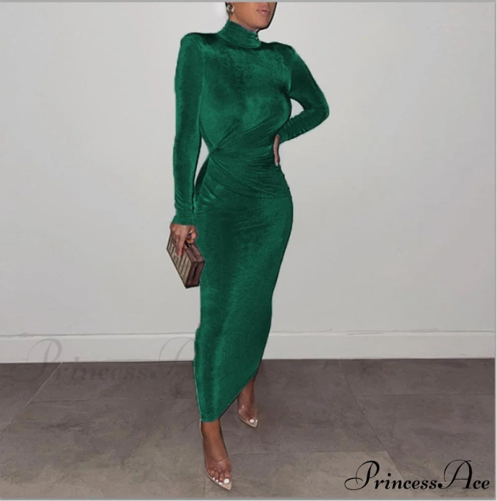 Elegant Fashion Sexy Bodycon Dresses green dress / S