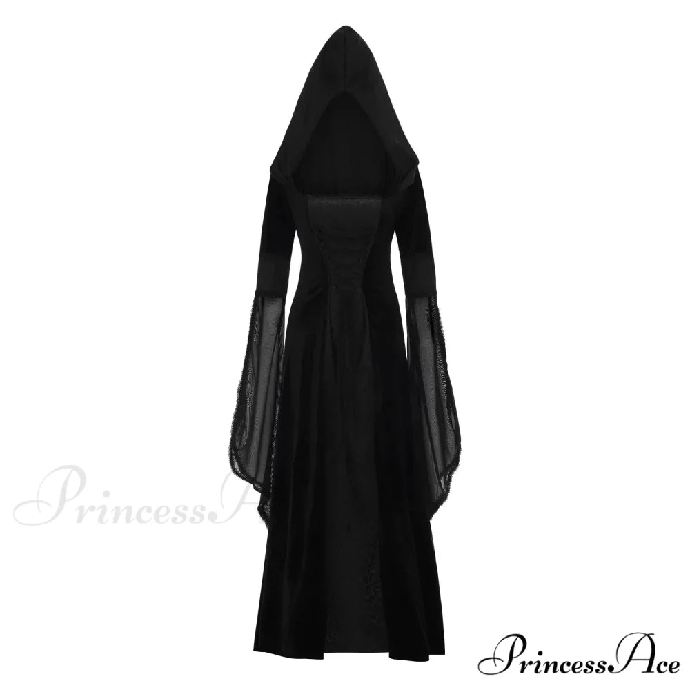 Elegant Floral Bronzing Long-Sleeved V-Neck Maxi Morocco Caftan Ramadan Vestidos Dress Black / S