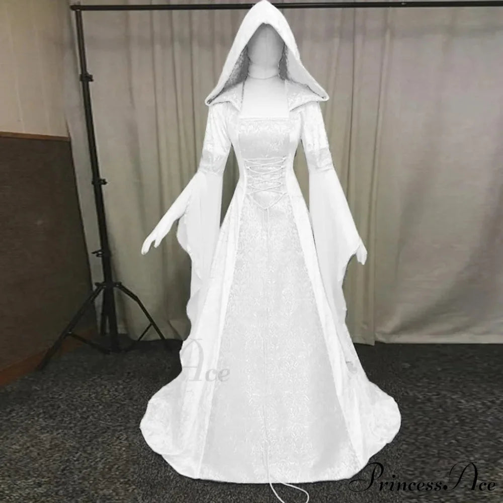 Elegant Floral Bronzing Long-Sleeved V-Neck Maxi Morocco Caftan Ramadan Vestidos Dress White / S