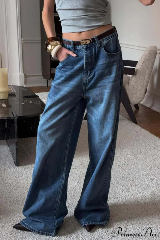 Elegant High Waist Loose Straight Leg Jeans