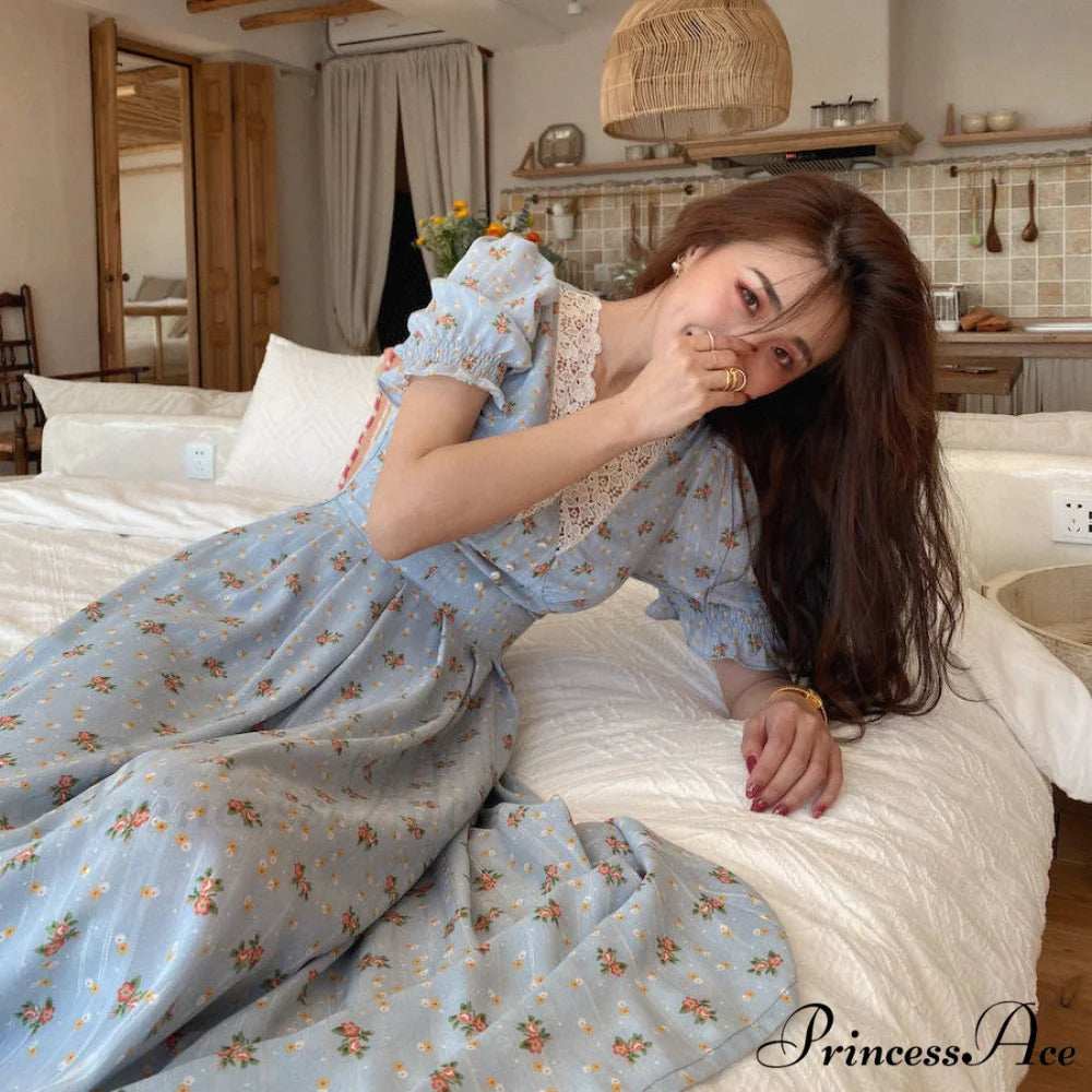 Elegant Lace Chiffon Korean Party Dress