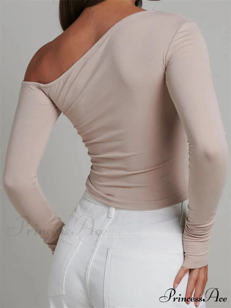 Elegant Lace Patchwork Long Sleeve O-Neck Slim Fit T-shirts