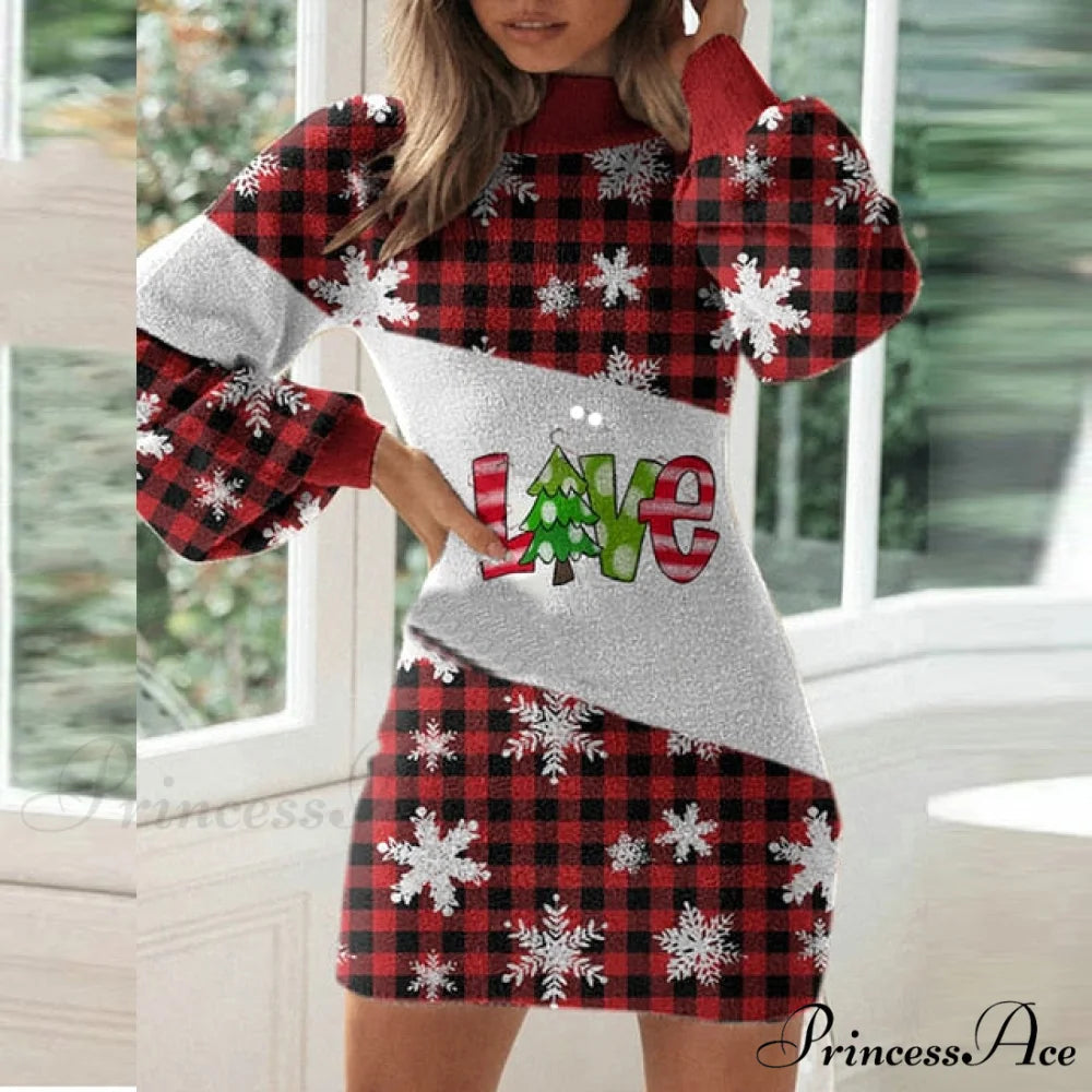 Elegant Lantern Long Sleeves Dresses 11 Plaid / S