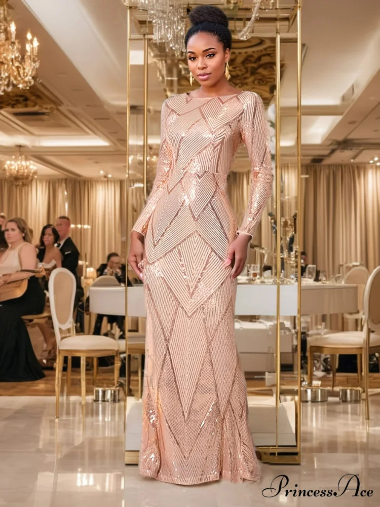 Elegant O Neck Long Sleeves Evening Prom Bodycon Dress Green Christmas Party Dress