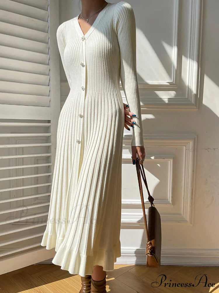 Elegant Off Shoulder Trendy Patchwork Floor Length Dress Off White / S