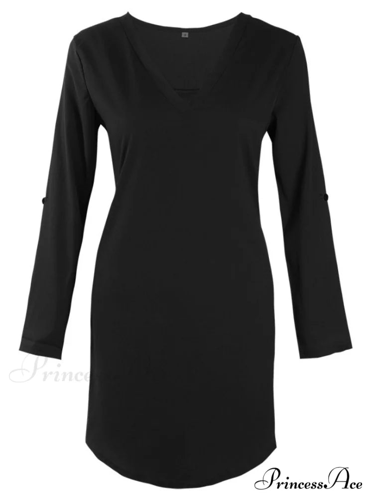 Elegant Plus Size Long Sleeve Irregular Chiffon Dress M / Green