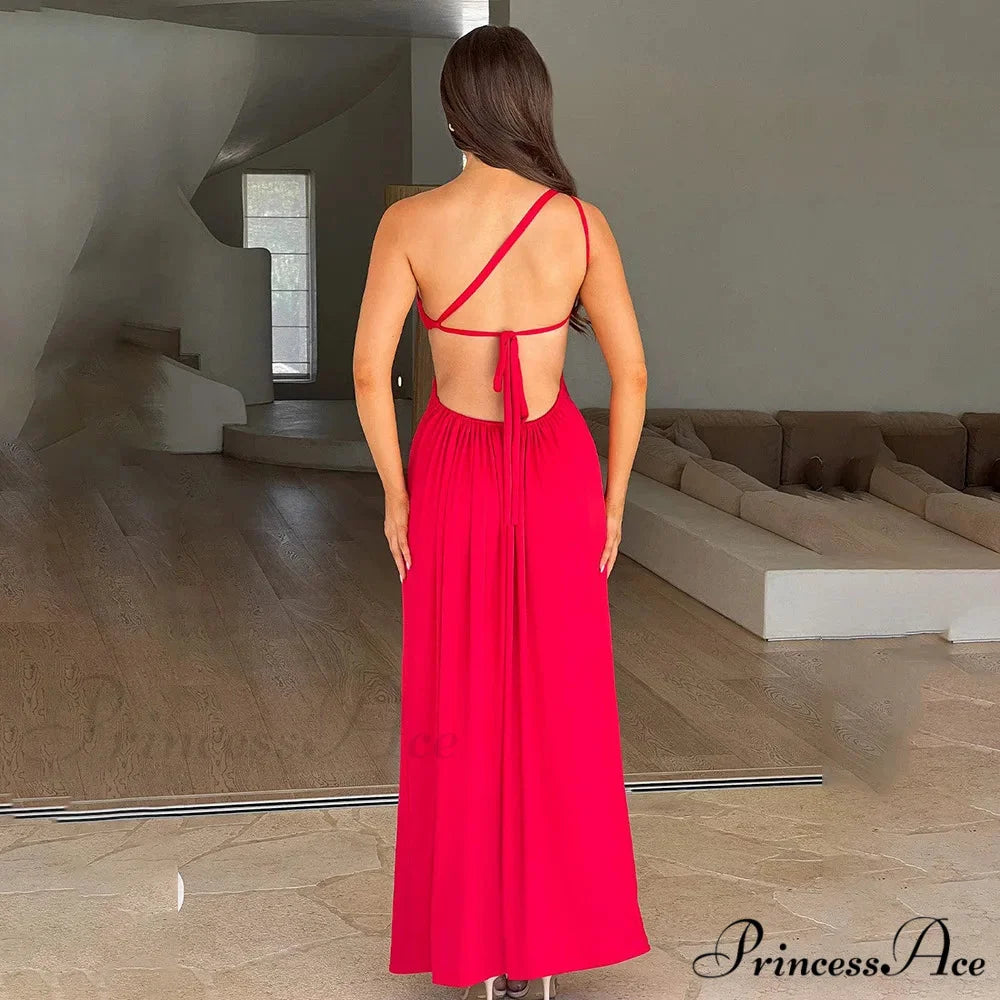 Elegant Red Backless Long Summer Sexy Off Shoulder Bodycon Maxi Christmas Party Dress
