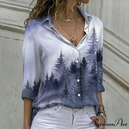 Elegant Shirts Fashion Long Sleeve Blouse Gray / S