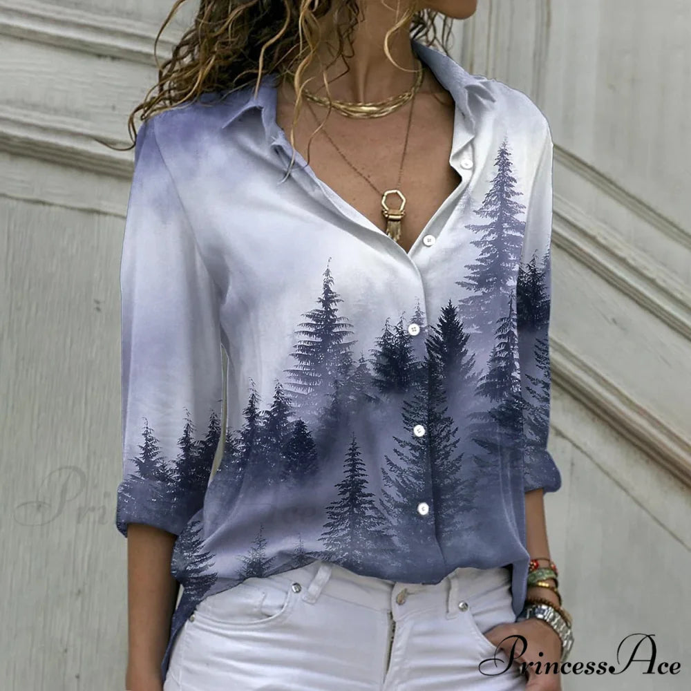 Elegant Shirts Fashion Long Sleeve Blouse Gray / S