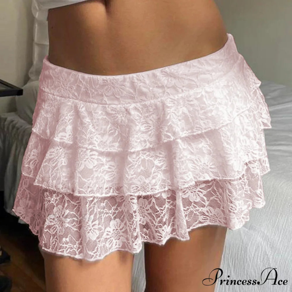 Elegant Stretchy Tiered Skirt Pink / S skirts-250223