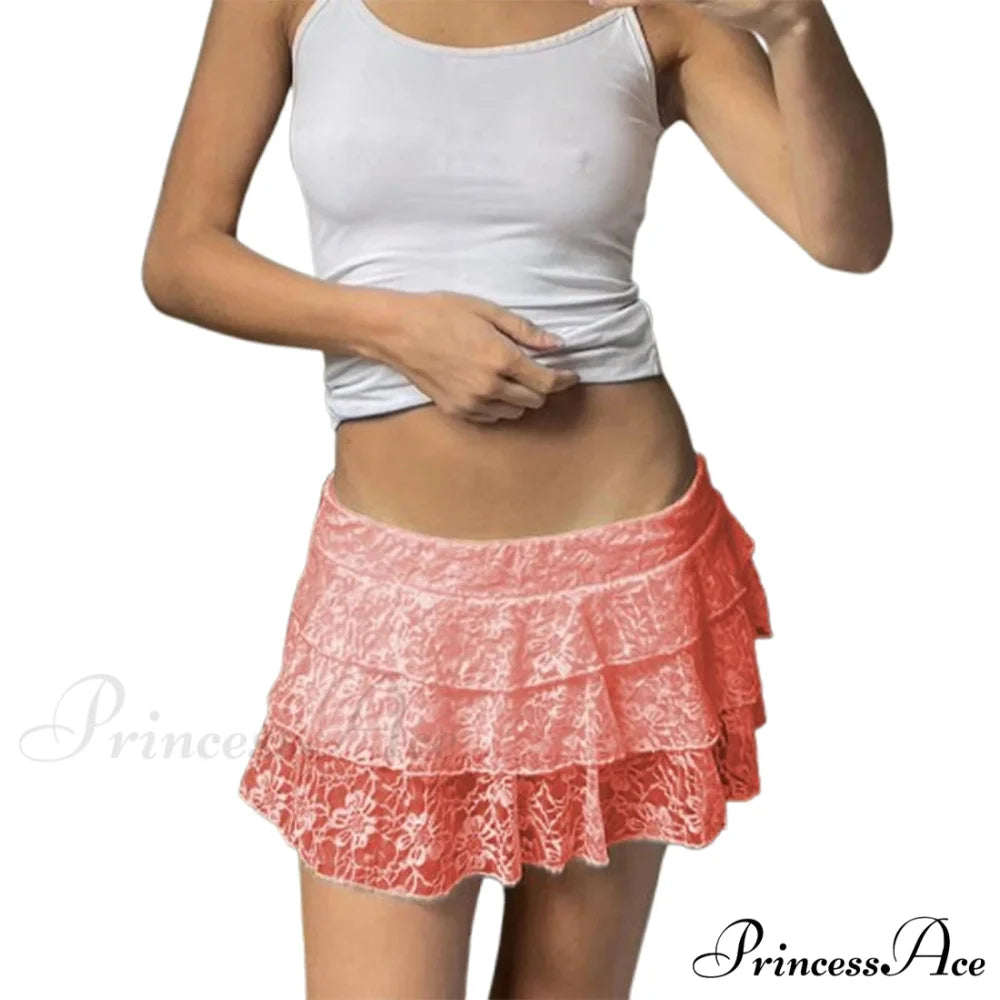 Elegant Stretchy Tiered Skirt red / S skirts-250223