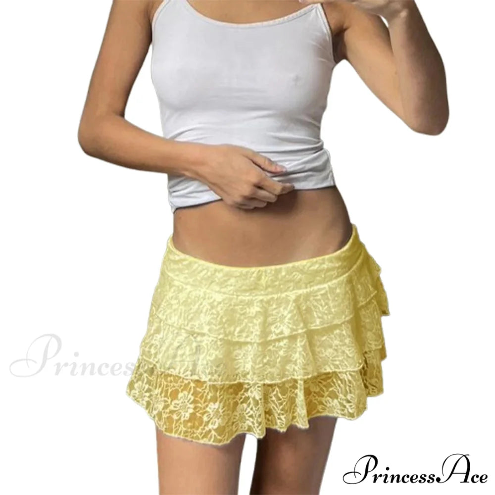 Elegant Stretchy Tiered Skirt Yellow / S skirts-250223
