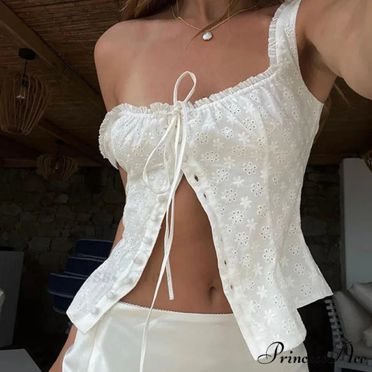 Elegant Stylish Jacquard Button-Up Milkmaid Crop Top croptop-250126