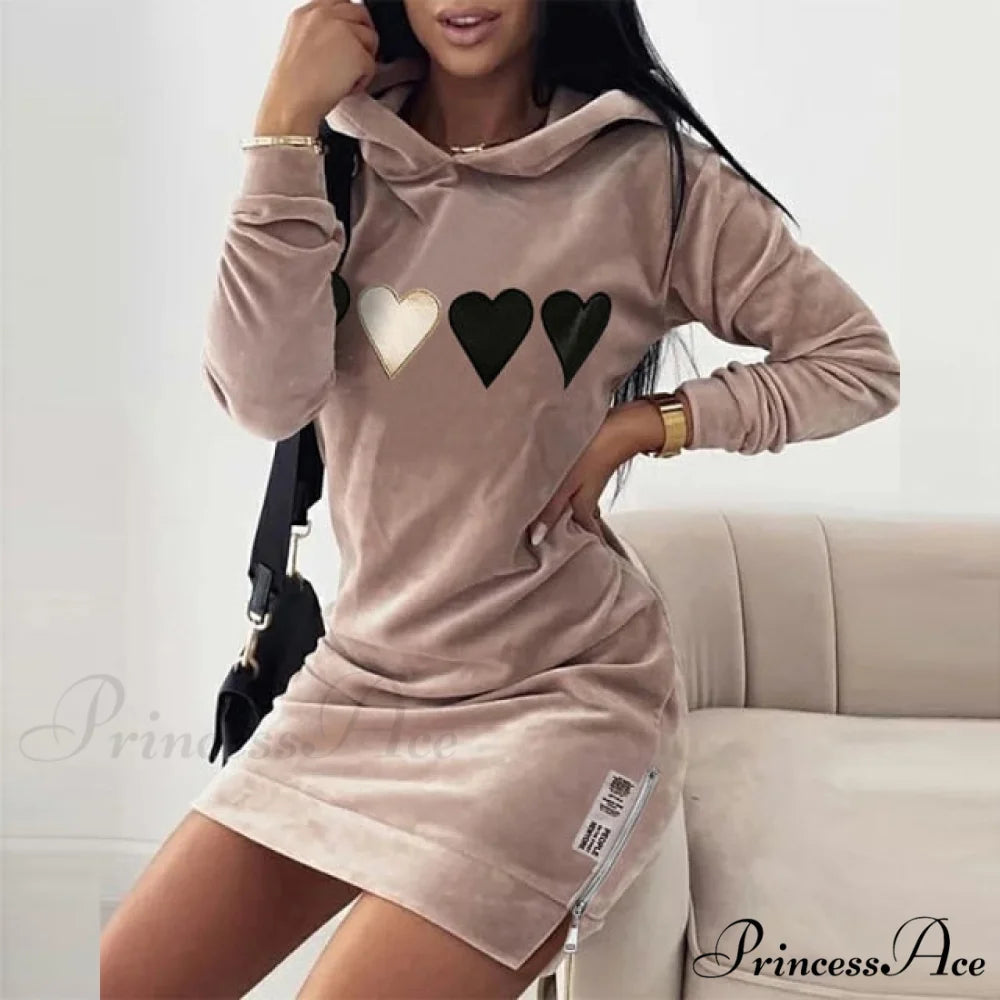 Elegant Velvet Women Mini Dress Pink 2 / S