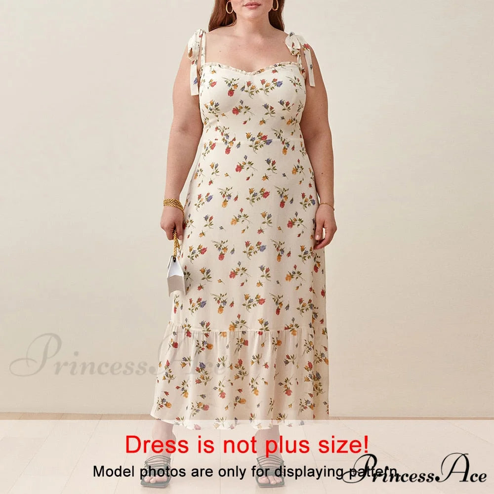 Elegant Vintage Floral Neck Sleeveless Strap Dress B-DC3473 / S