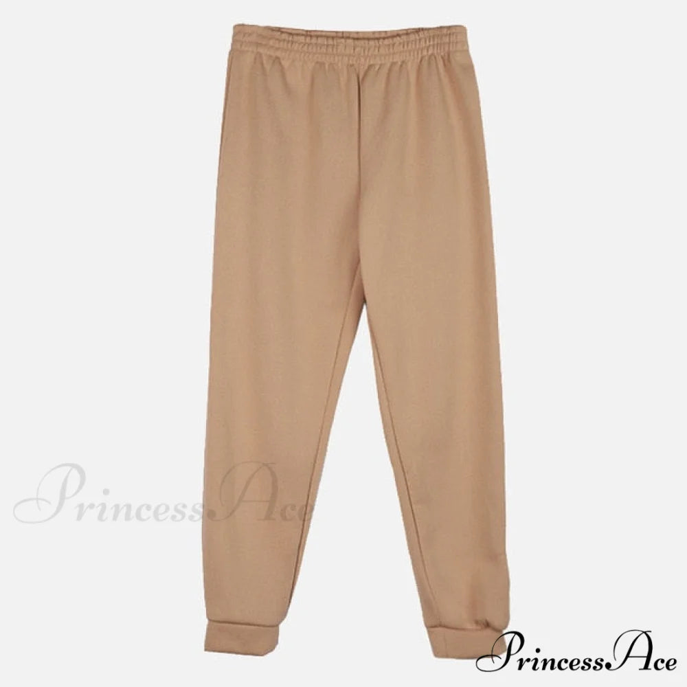 Elegant with Long Sweatshirt Women’s Set and Hoodie Lace-Up Warm Pant Solid Detail