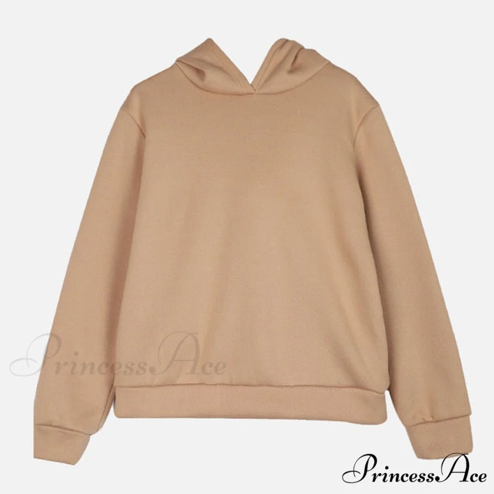 Elegant with Long Sweatshirt Women’s Set and Hoodie Lace-Up Warm Pant Solid Detail