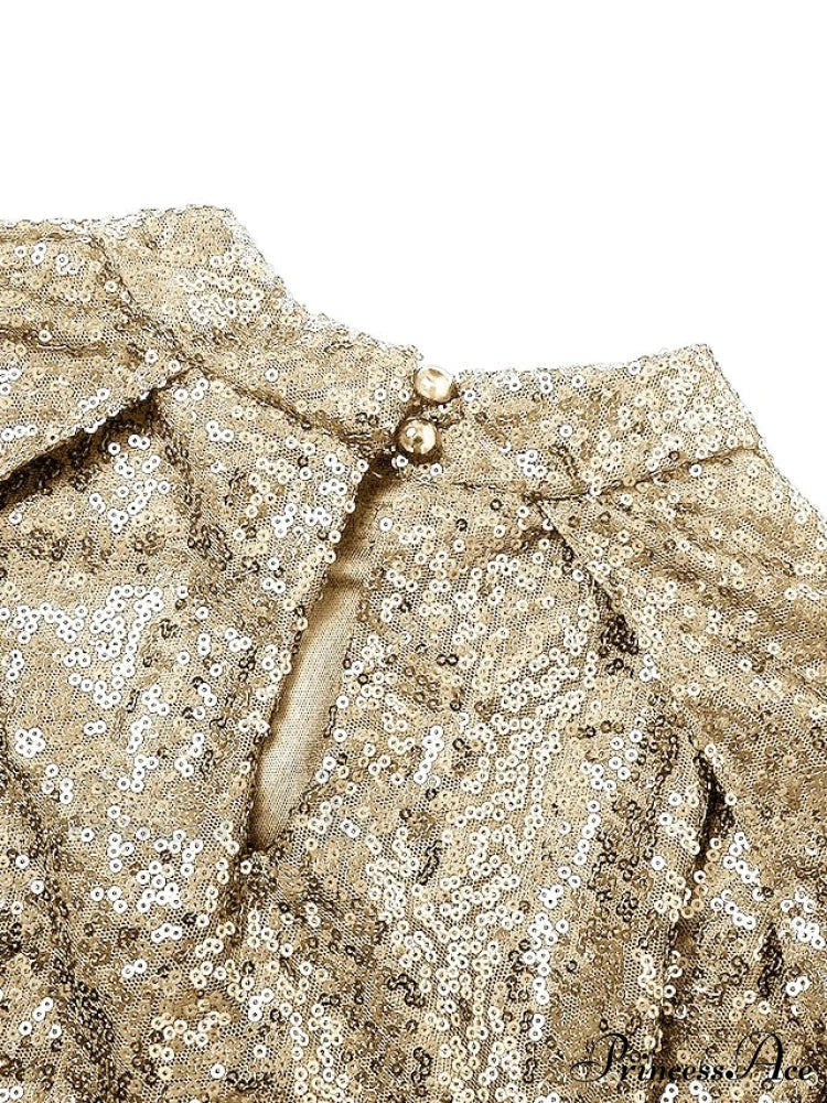Elegant Women’s Silver Party 2024 Crew Gown Sequins Semi Sizes Split Formal Sequin Gown Neck Mini Brief Gold Sleeveless