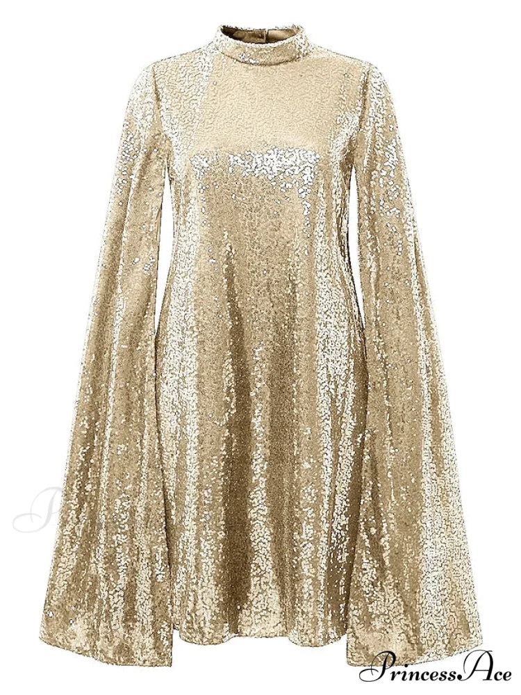 Elegant Women’s Silver Party 2024 Crew Gown Sequins Semi Sizes Split Formal Sequin Gown Neck Mini Brief Gold Sleeveless