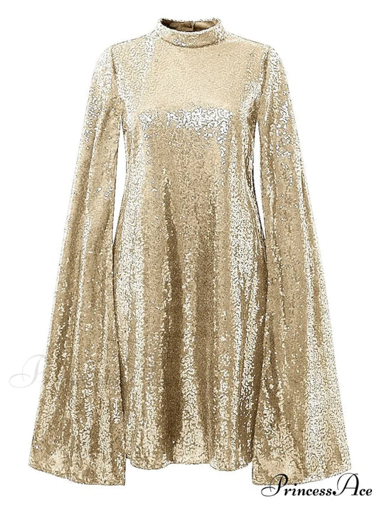 Elegant Women’s Silver Party 2024 Crew Gown Sequins Semi Sizes Split Formal Sequin Gown Neck Mini Brief Gold Sleeveless