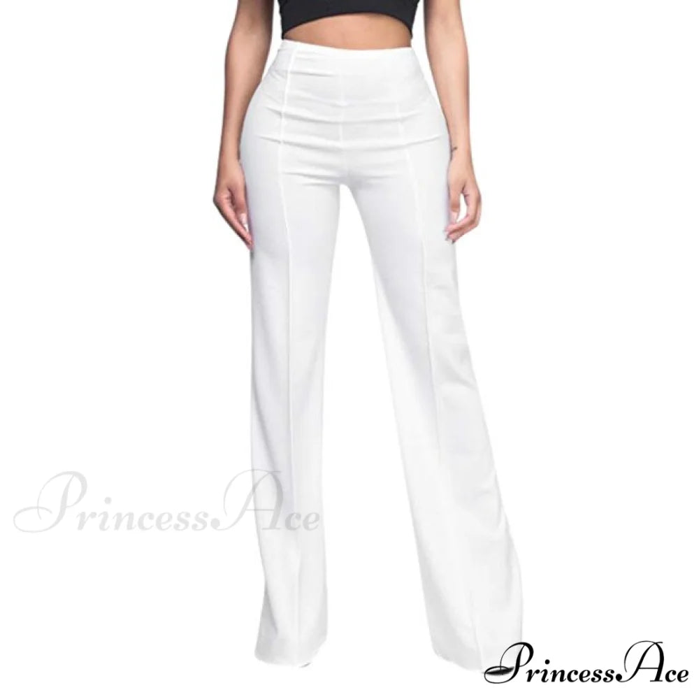Elegant Work Office Casual Long Trousers white / S