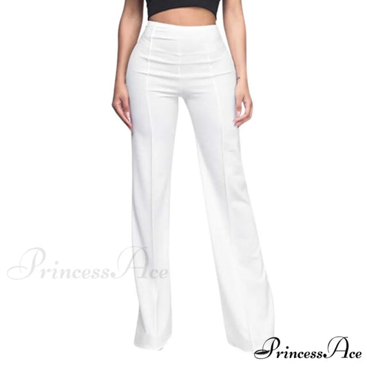 Elegant Work Office Casual Long Trousers white / S