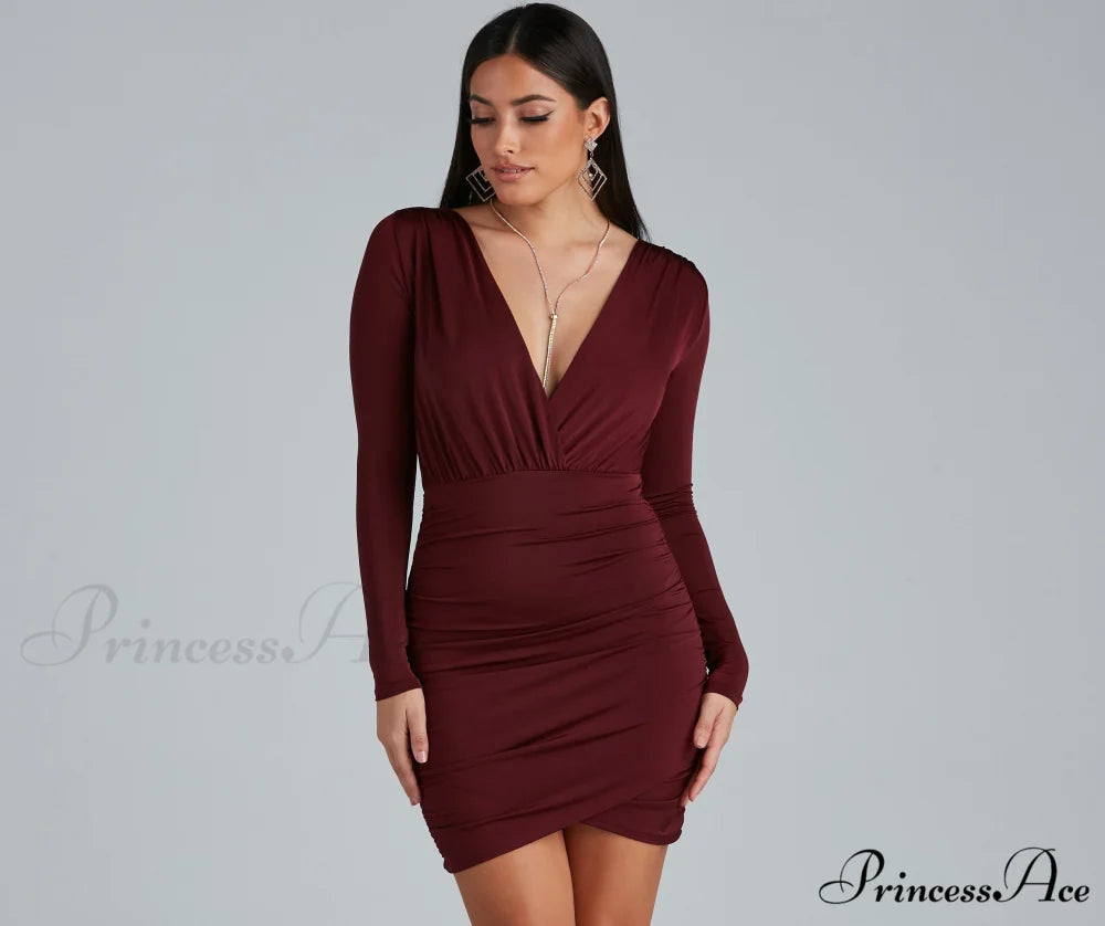 Elevated Basic Stylish Ruched Mini Dress