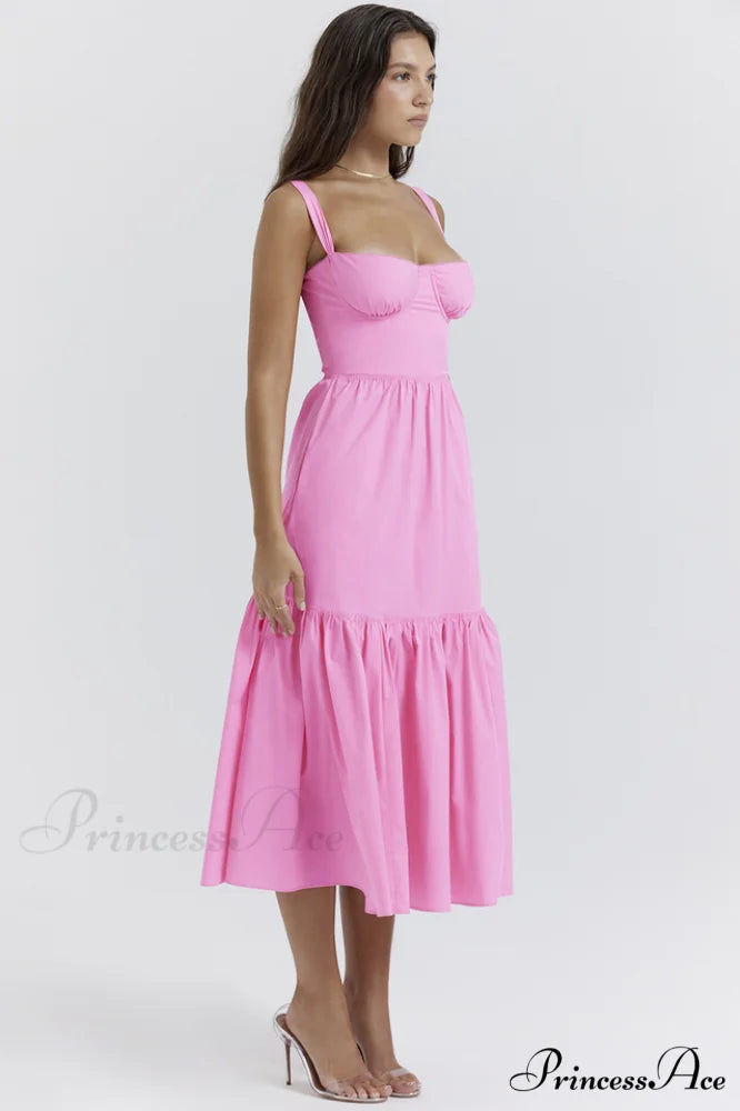 Elia French Stylish Pink Midi Sundress