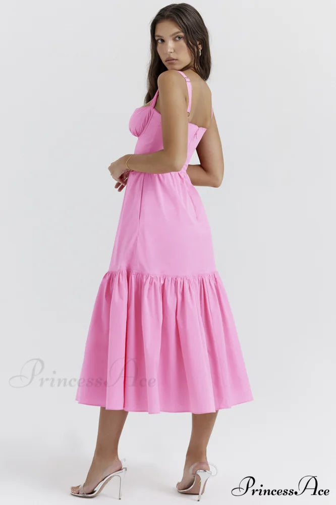 Elia French Stylish Pink Midi Sundress
